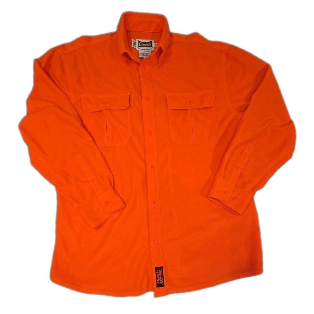 Vtg Gamehide Hunting Shirt Mens M Blaze Orange Flannel Field Safety Shooting VTG